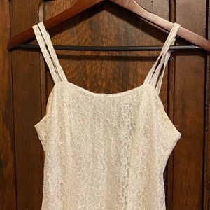 All That Jazz- 90s White Lace Dress. Double straps. Juniors Size 7-8.